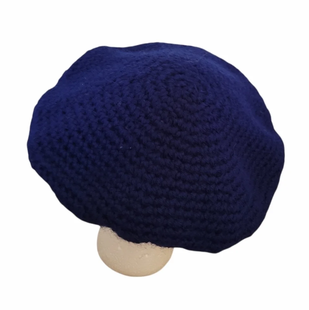 Vintage - Hand‎ Knitted Royal Blue Beret
